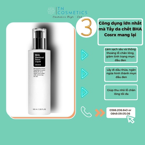 BHA Cosrx, Tẩy da chết hóa học COSRX BHA Blackhead Power Liquid, Tẩy tế bào chết Cosrx 100ML TDC1034 | BigBuy360 - bigbuy360.vn