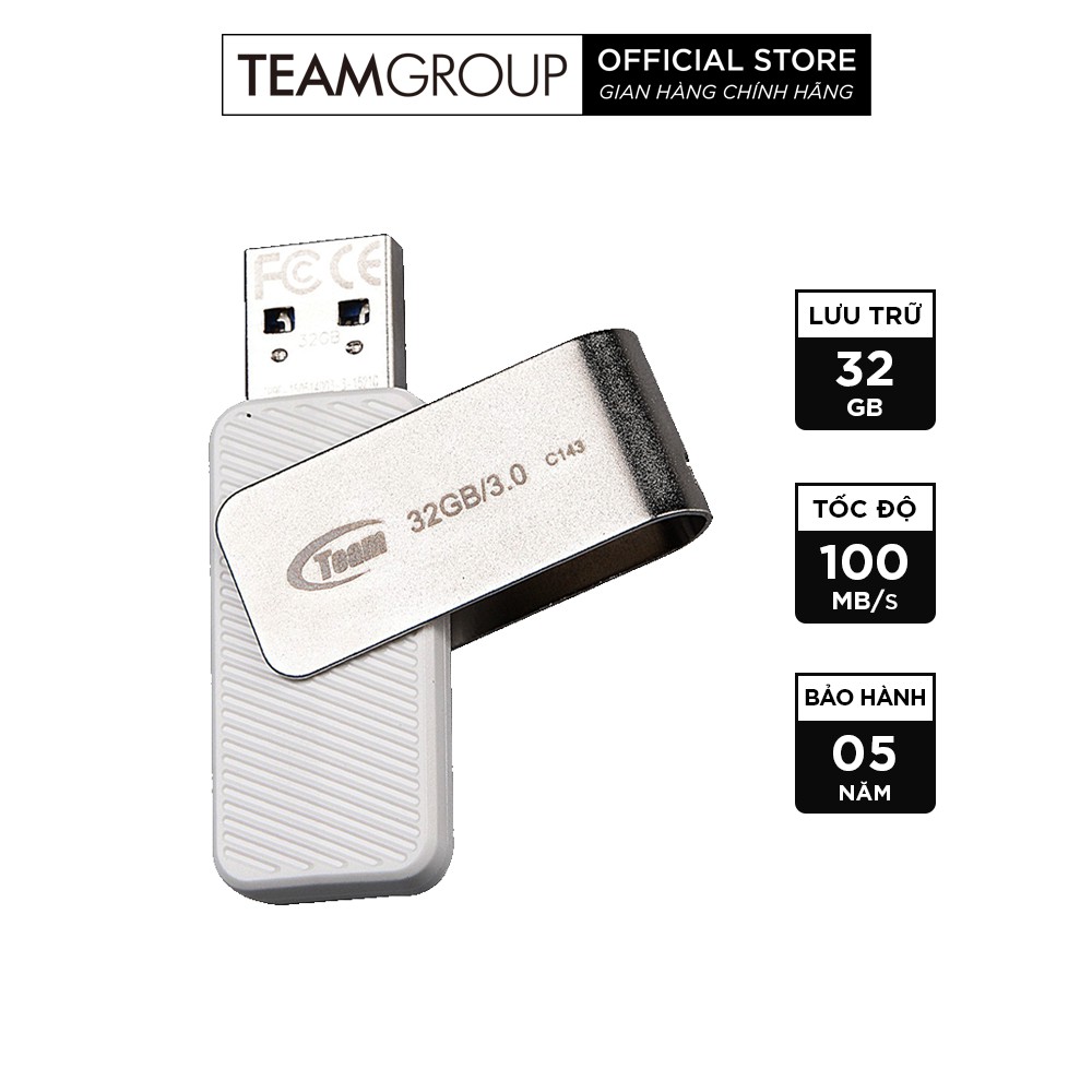USB 3.0 Team Group C143 32GB/16GB/8GB INC tốc độ cao (Trắng) | BigBuy360 - bigbuy360.vn