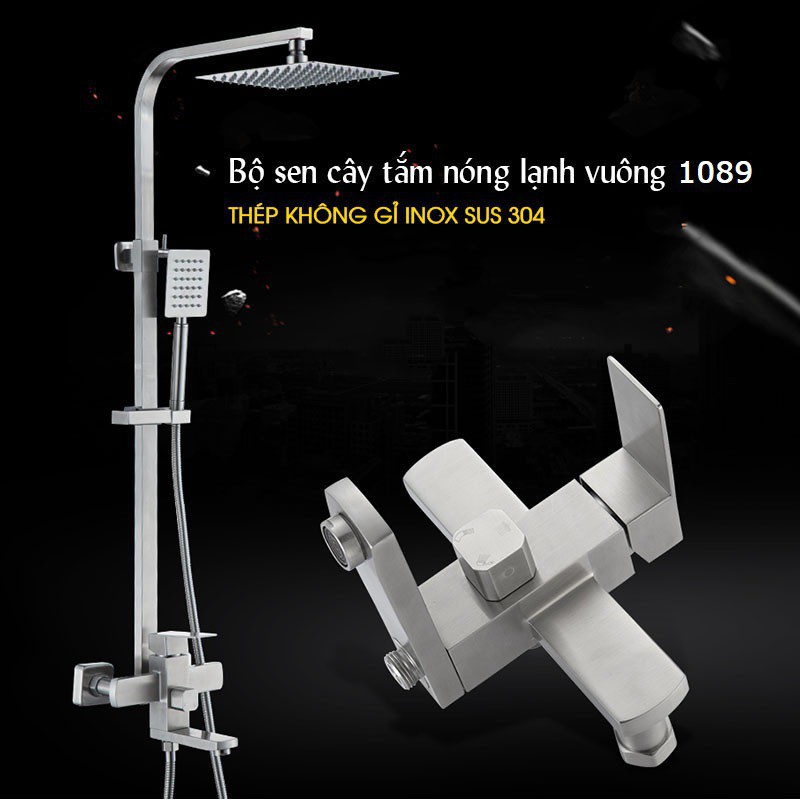 Bộ Sen Cây Tắm Đứng Nóng Lạnh INOX 304 ASTOSI Và Tay Sen và Bát Sen SEN CÂY VUÔNG, inox 304 chống han rỉ