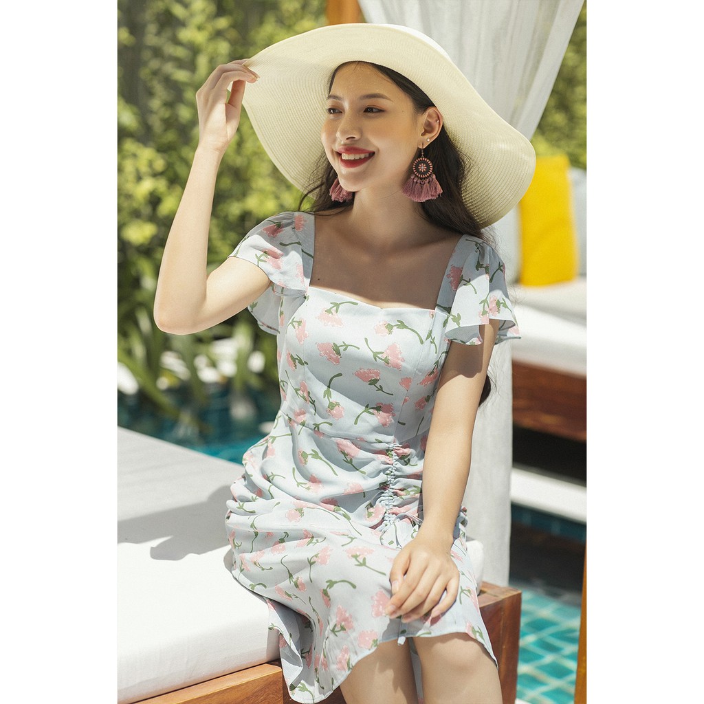 Đầm xòe ngắn tay rút dùm 1 bên DEA0317- 20Again
