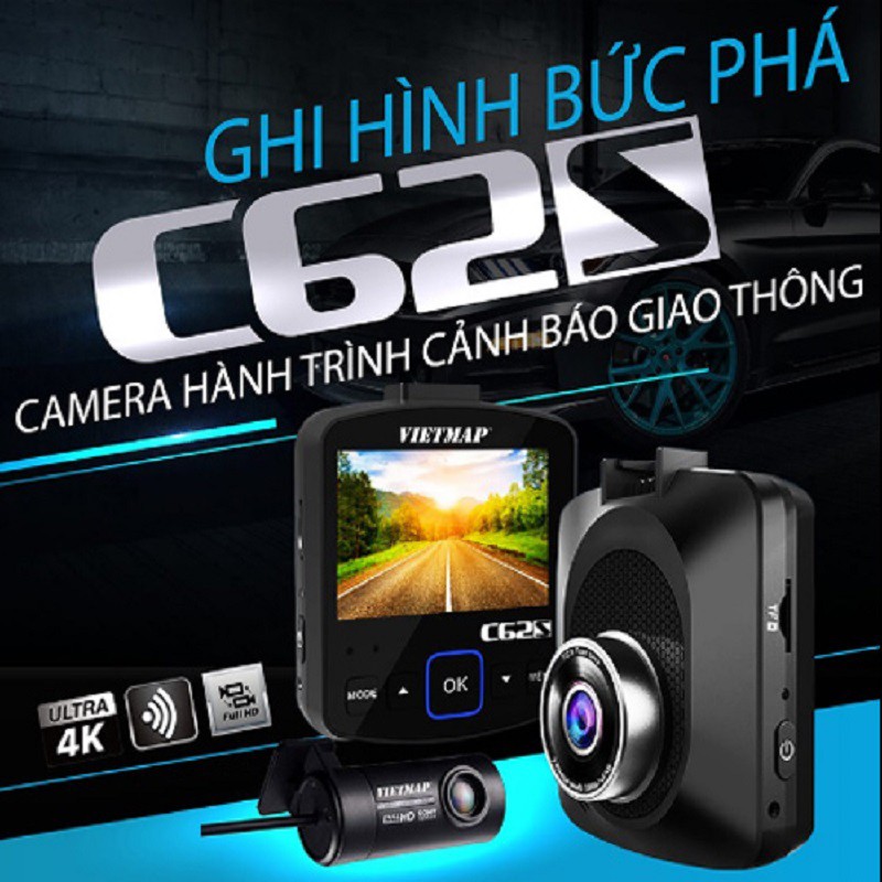 VIETMAP C62S - Thẻ 32GB - Camera Hành Trình Ô tô Ghi Hình Trước Sau - HÀNG CHÍNH HÃNG