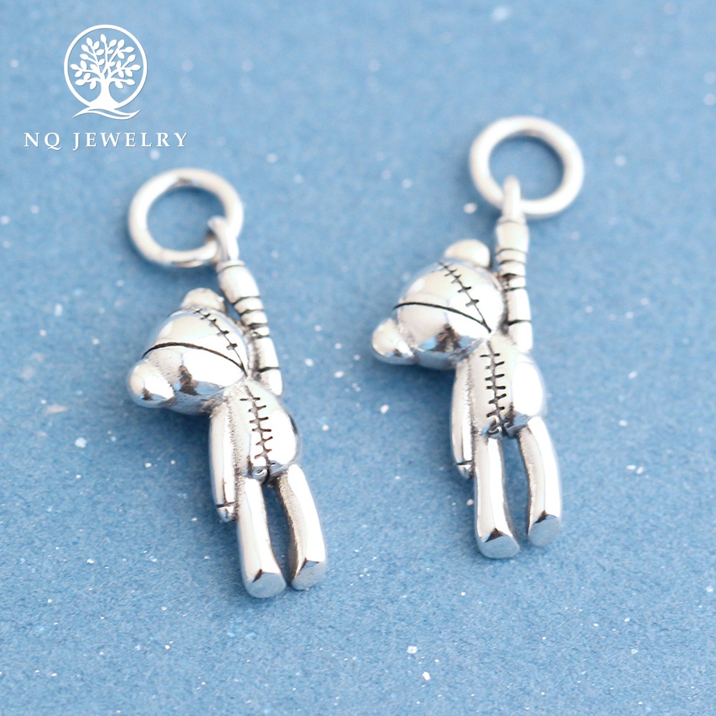 Charm bạc treo con rối hình gấu - NQ Jewelry