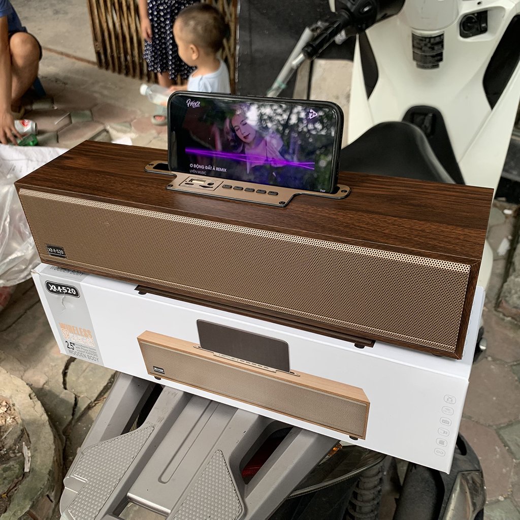 Loa Bluetooth XM520 Công Suất Lớn 20W Bass Mạnh Thiết Kế Vân Gỗ Sang Trọng Phù Hợp Làm Đồ Decor Loa Máy Tính