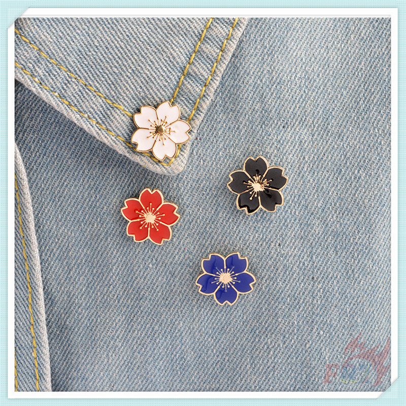 Ghim cài hình hoa anh đào tráng men dòng 01 trang trí balo 5 màu tùy chọn