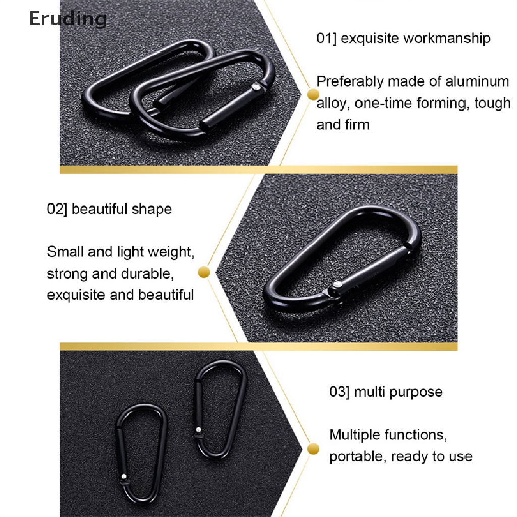 1 Móc Khóa Hợp Kim Nhôm Hình Chữ D Màu Đen