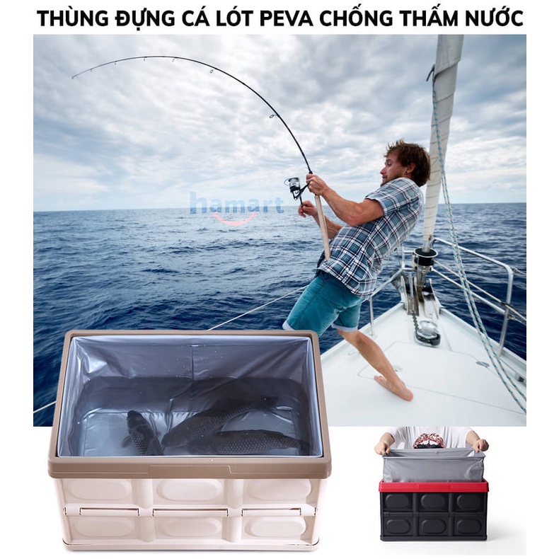 Thùng Đựng Đồ Gấp Gọn Đa Năng Hộp Để Đồ Ô Tô 56L Câu Cá Picnic Chất Lượng Cao Chịu Tải Lớn