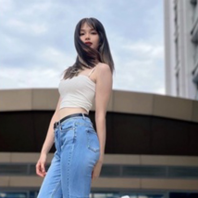 Áo H&M Quây Tube Ribbed Gân Dài Màu Kem