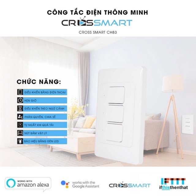 Công tắc cơ Wifi Tuya thương hiệu Cross Smart