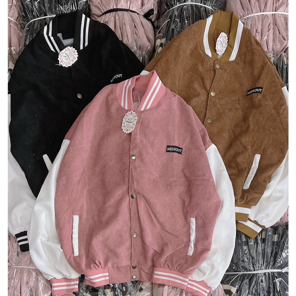 [ Hình Thật 100%] Áo Bomber Nhung Tăm Unisex Form Rộng Cực Xịn Cực Chất