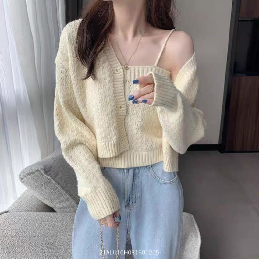 Set áo len hai dây + khoác cardigan thời trang thu đông ulzzang hàn quốc Fmstyle Saigon 21ALU10H081601 | BigBuy360 - bigbuy360.vn