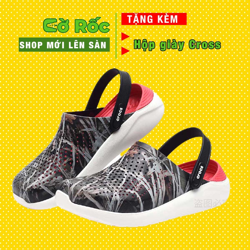 dép cross quai ngang họa tiết ràn ri lót hồng SHINCR8001 tặng thêm 12 sticker cross