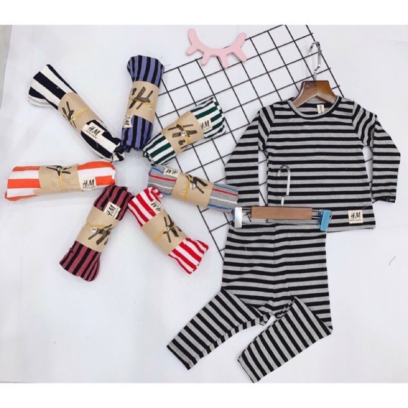 Bộ bé trai dài tay HM vải cotton co giãn 4 chiều