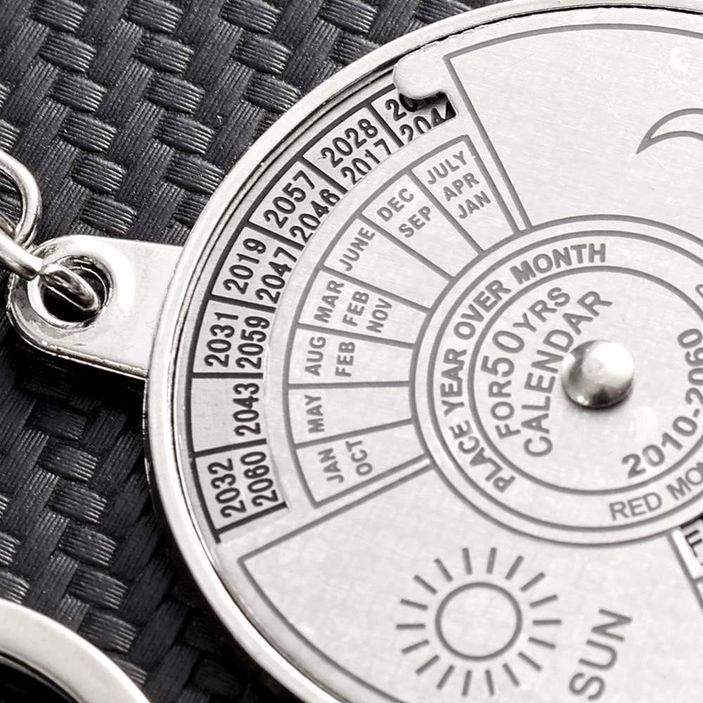 Lịch 2010-2060 Dạng Móc Khóa / Móc Khóa Có Thể Xoay / Tích Hợp La Bàn / Mặt Trời / Mặt Trăng Mini