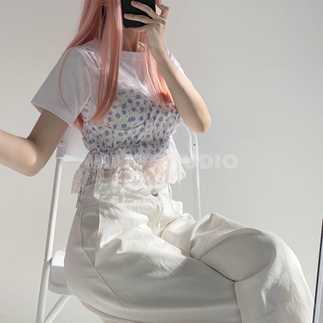 ÁO 2 DÂY HOA PHỐI REN