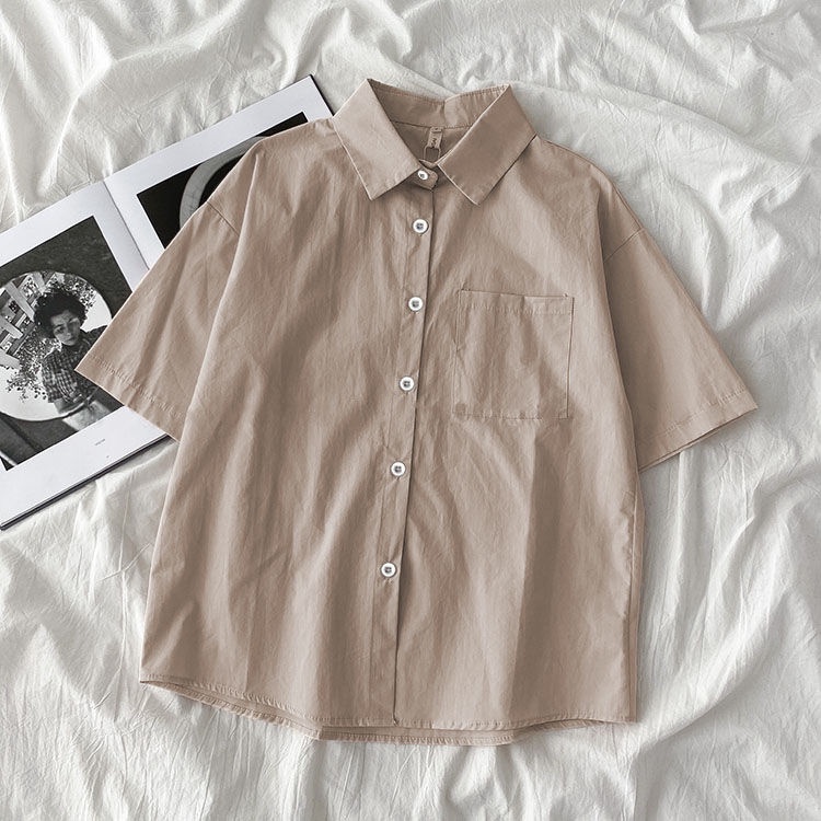 Áo sơ mi bằng voan ngắn tay in họa tiết độc đáo phong cách retro Hàn Quốc 2021