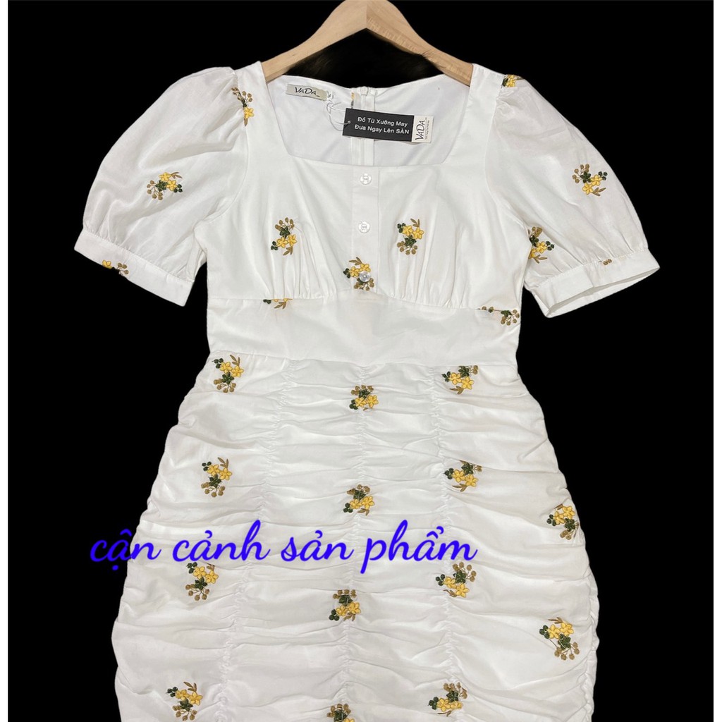 Đầm body dự tiệc hoa thêu cổ vuông dễ thương , đi học , đi chơi , cafe , đi tiệc  - Thời Trang VADA (V2) | BigBuy360 - bigbuy360.vn