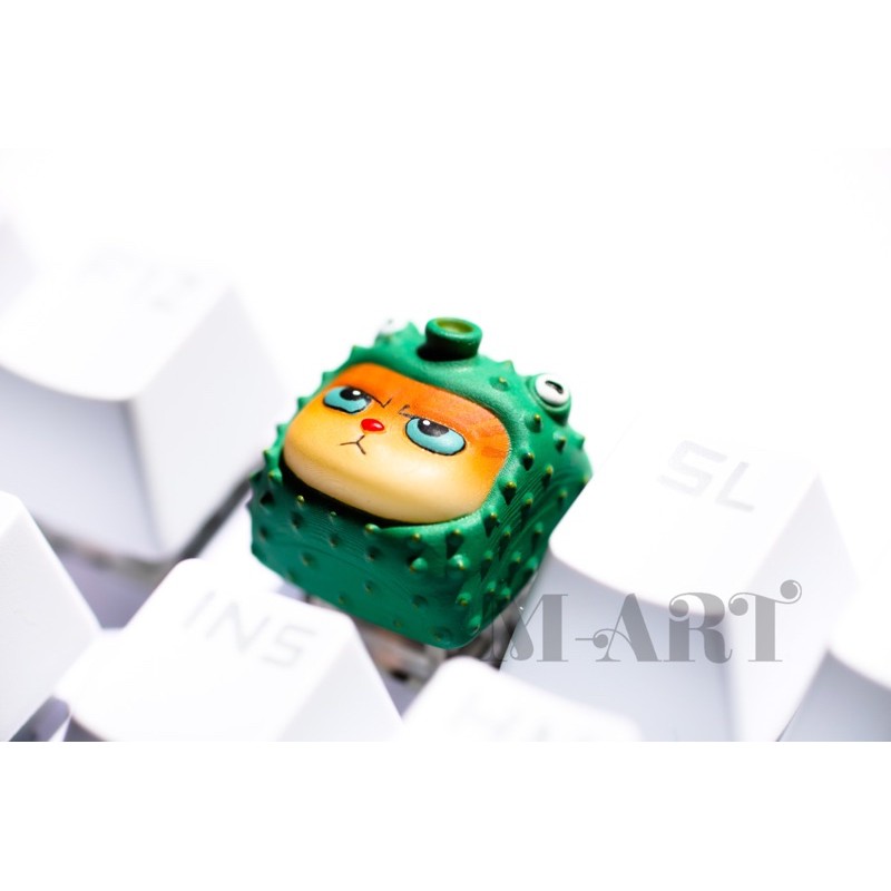 Nút bàn phím mèo dễ thương và chiếc mũ cá nhím - Meowy artisan keycaps