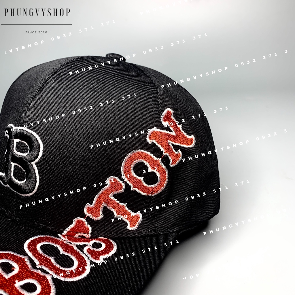 ( SALE )Mũ LƯỠI TRAI unisex NAM NỮ- THÊU BOS TON ĐỎ- nón kết