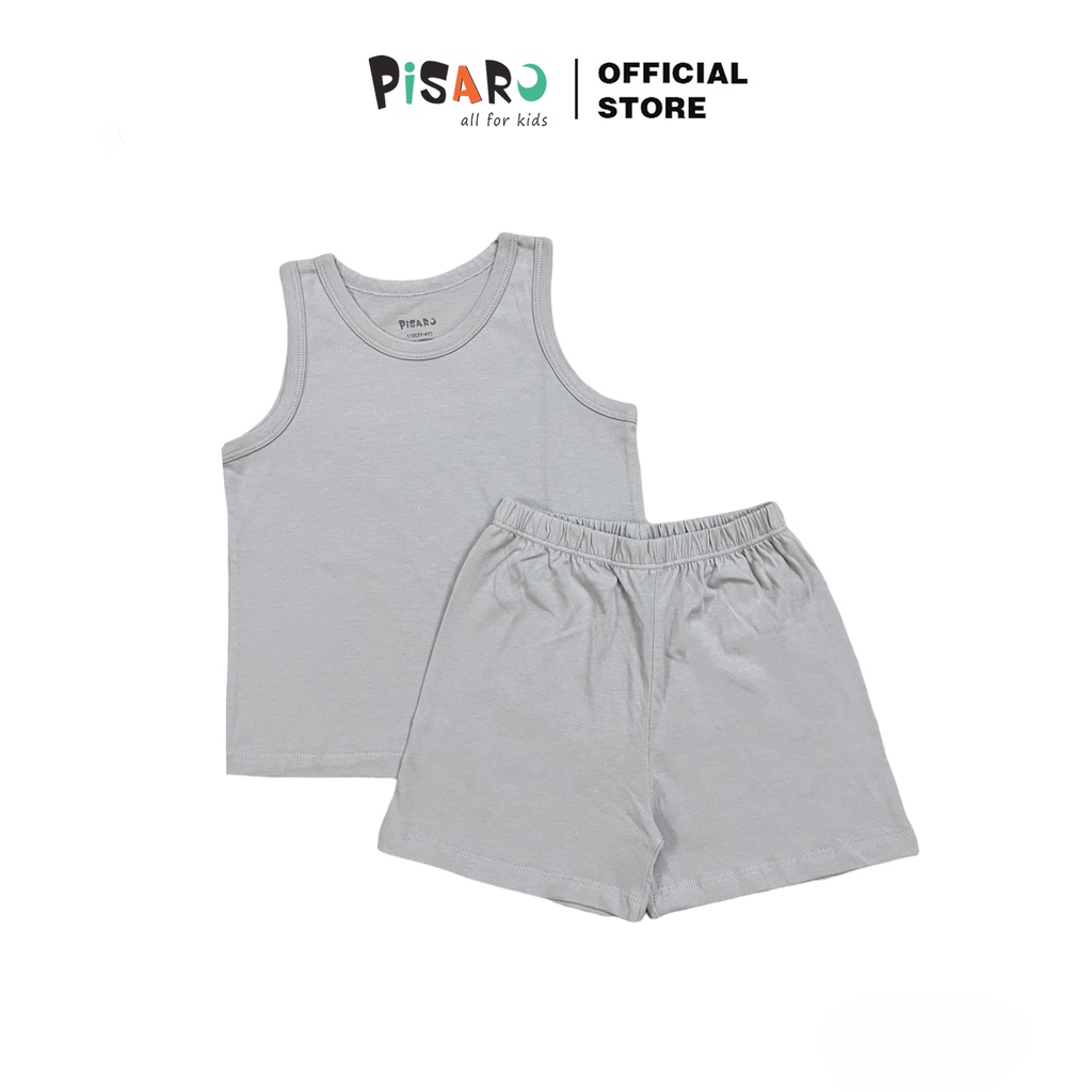 Áo ba lỗ cho bé gái bé trai PISARO vải thun cotton mềm mịn form basic