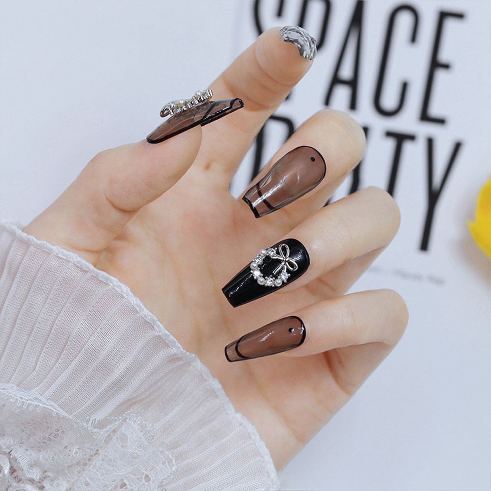 [Hàng mới về] Phụ kiện trang trí móng tay hình vòng hoa thắt nơ ngọc trai giả 3d Diy