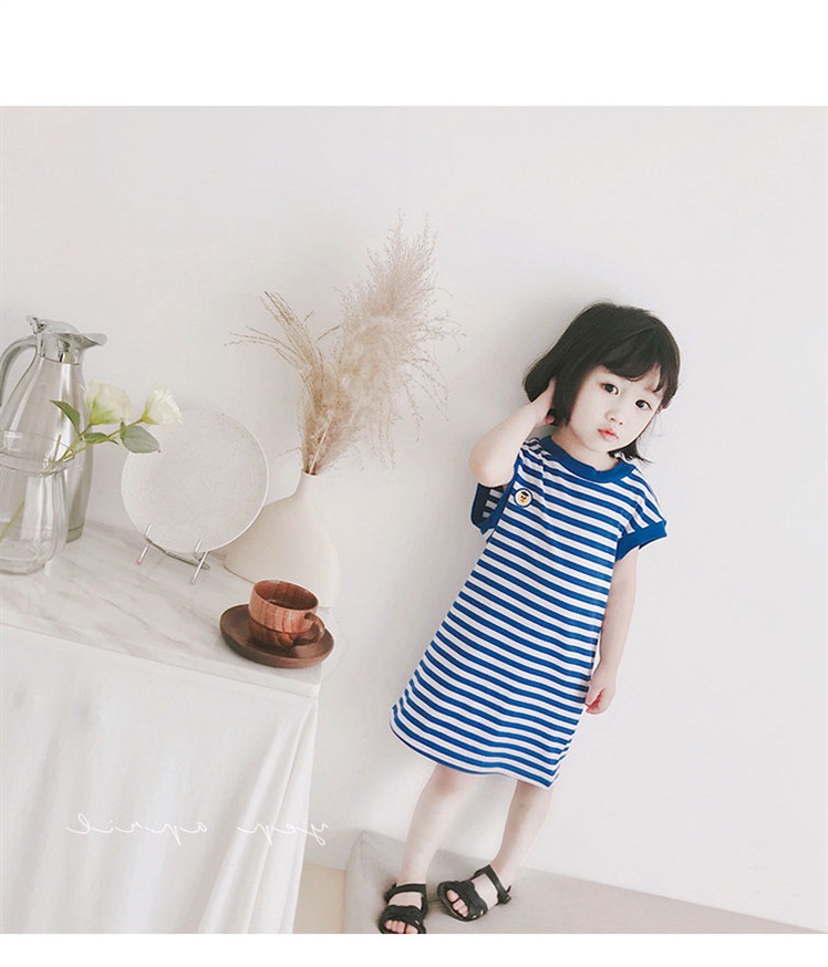 100% Cotton Baby Cloths Underwear Pyjamas Girl Clothing Baby Vest Girl Shirts Đầm Cotton Sát Nách Họa Tiết Sọc Ngang Cho Bé Gái 1-8 Tuổi