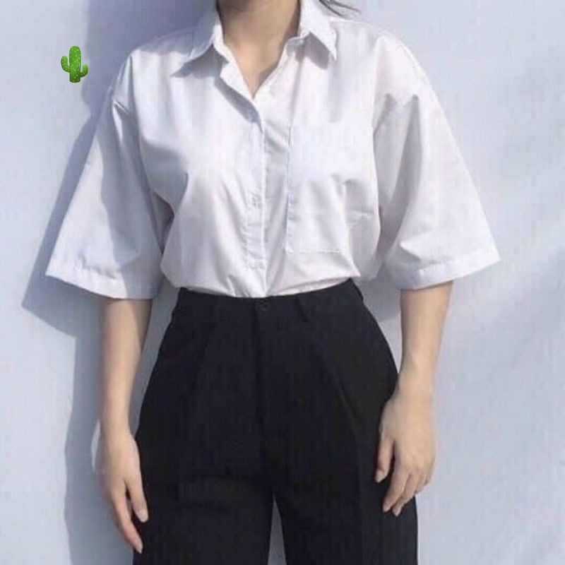 Áo sơ mi học sinh tay ngắn màu trắng