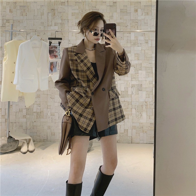 Ảnh thật hình cuối-2W379.Áo blazer phối màu kiểu mới kiểu Tây sang chảnh | BigBuy360 - bigbuy360.vn