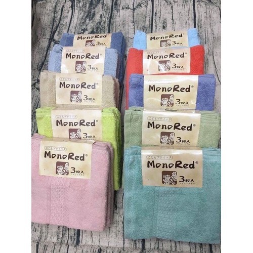 Sét 3 khăn mặt xuất nhật Monano Red chất vải siêu mềm mịn - khăn hàn quốc