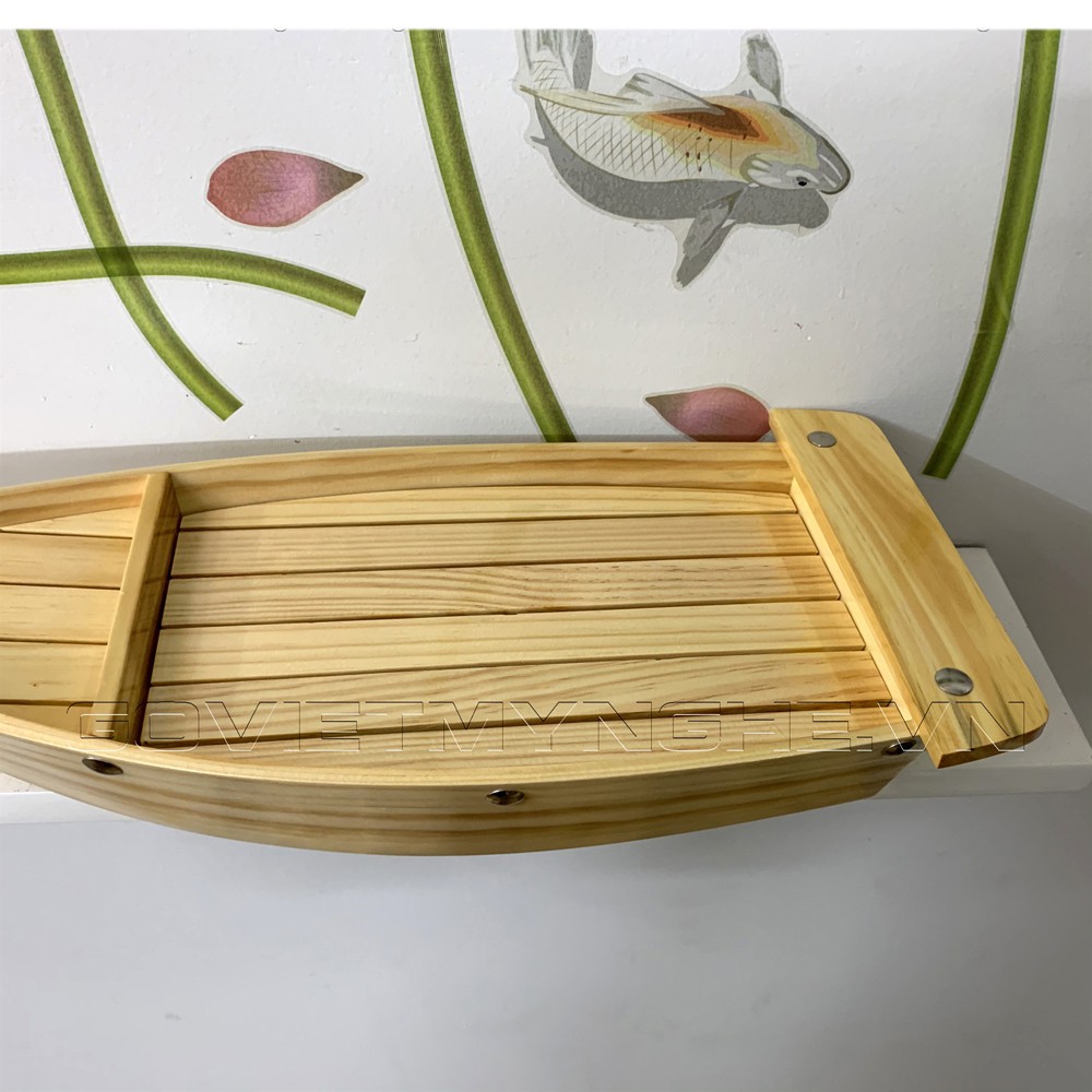 [Dài 48cm - Hàng chuẩn Nhật] Khay thuyền gỗ đựng sushi sashimi - khay thuyền gỗ để setup lẩu - Dài 48cm