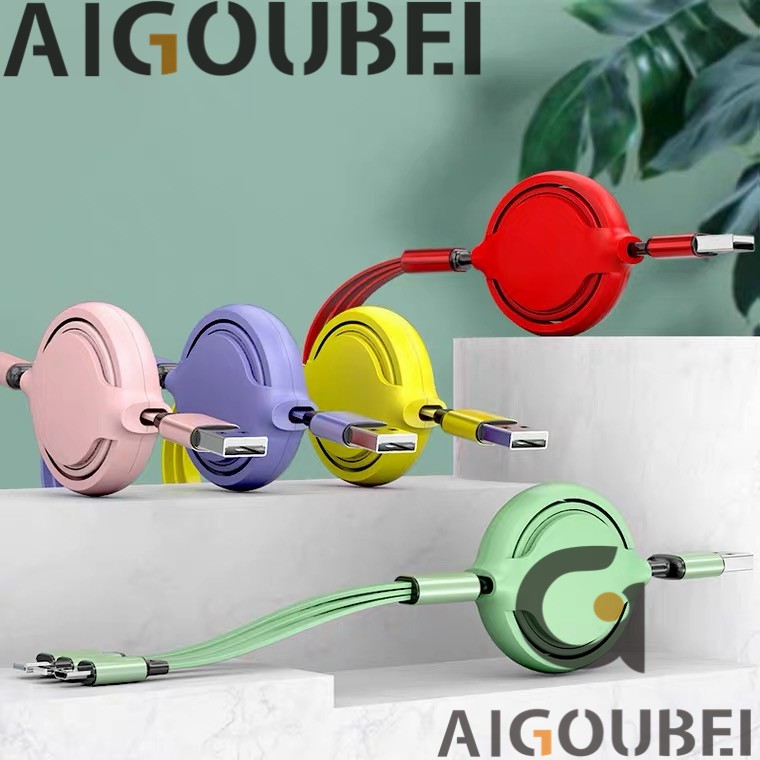 Dây cáp sạc và truyền dữ liệu 3 trong 1 nhựa macaron đa năng 1.2m thích hợp cho máy tính xách tay Apple Android Type C