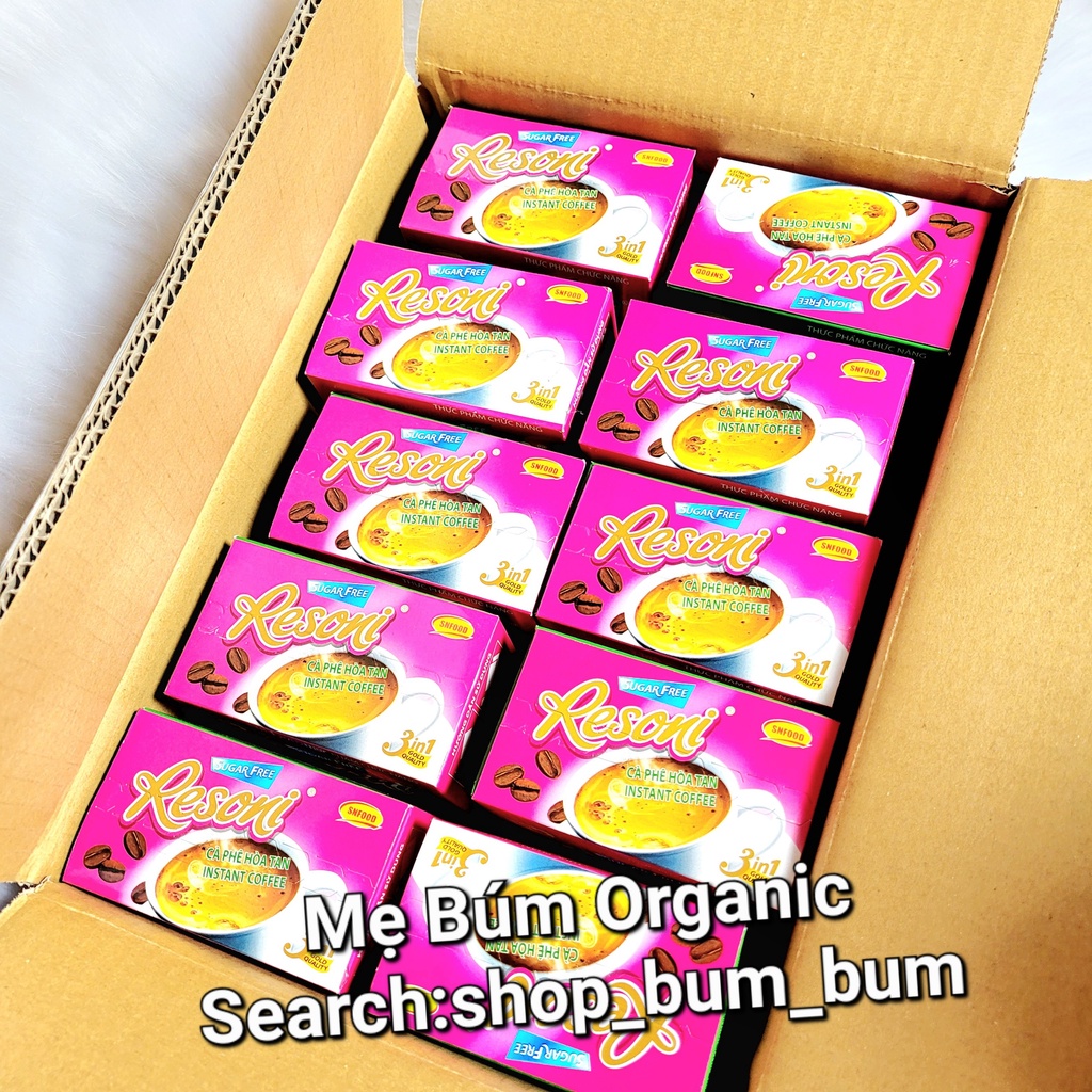 Giá sỉ 1 thùng 10 hộp Cafe ăn kiêng RESONI- Hộp 10 gói*20g - chuyên dùng cho người tiểu đường, ăn kiêng, giảm cân