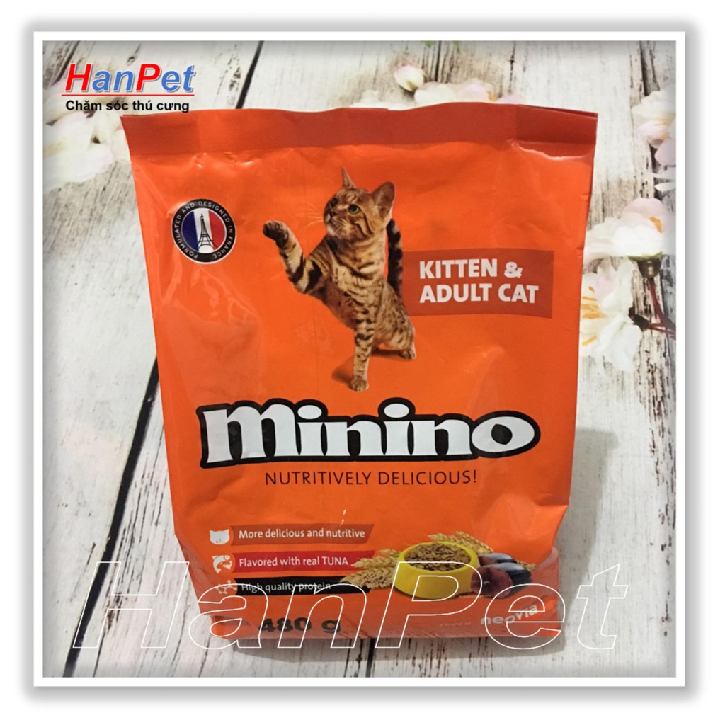 HN- Minino 480gr vị cá ngừ Thức ăn hạt phẩm chất Pháp Quốc cho mèo mọi lứa tuổi