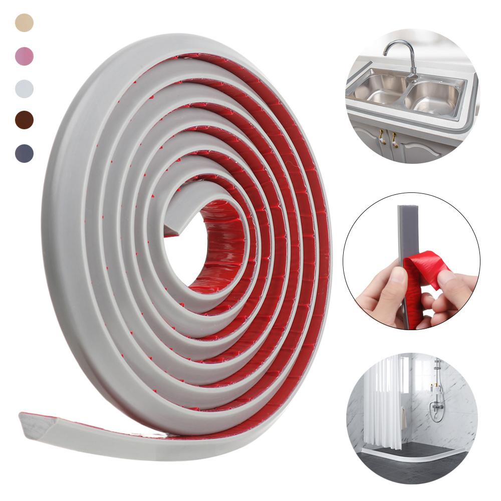 ♫DAPHNE♫ Kitchen Water Stopper Silicone Water Retaining Bar Shower Barrier Sealing Strip Flexible Water Blocker Self-adhesive Bathroom Floor Door Dry And Wet Separation/Multicolor