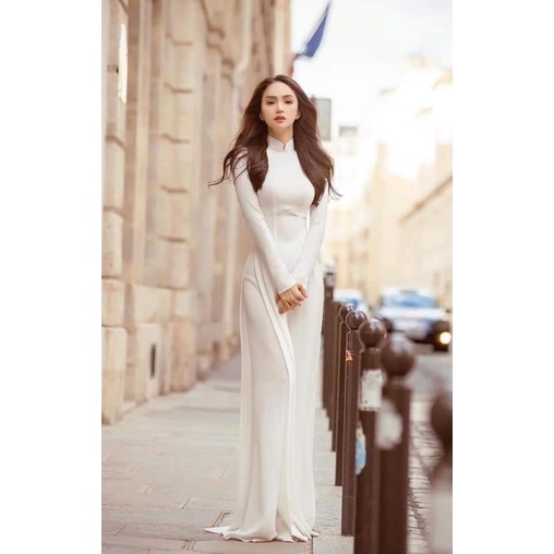 Áo Dài Trắng Học Sinh 4 Tà Truyền Thống Lụa Chifong.