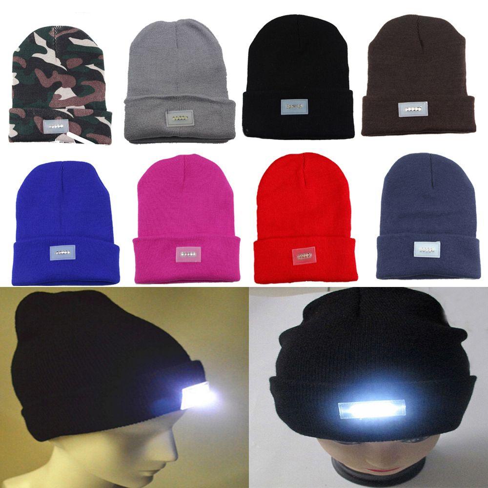 MUVAKO Mũ Len Hip Hop Unisex Có Đèn LED