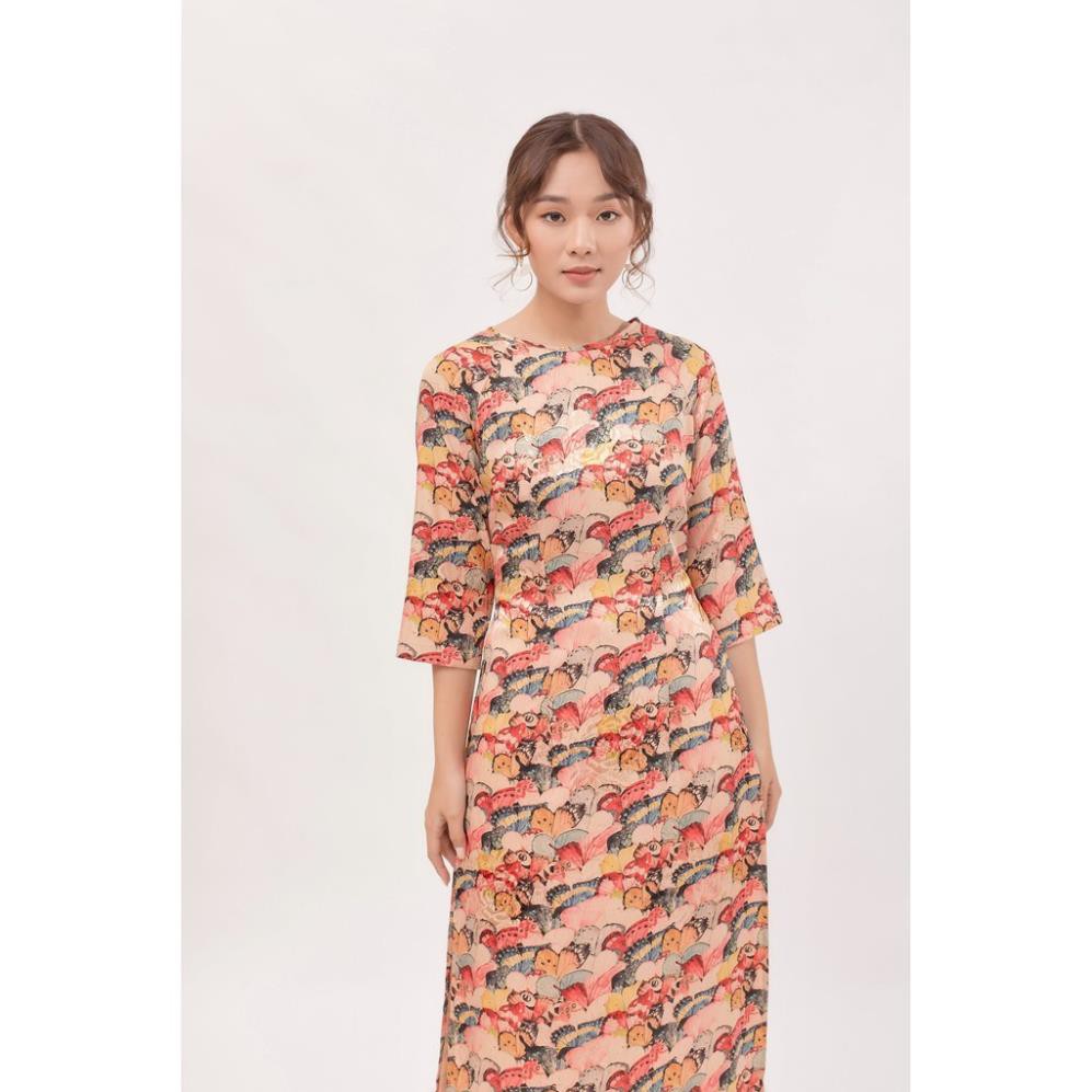 Áo Dài Cách Tân, Áo Dài May Sẳn Cổ Tròn Tay Lửng Nhiều Màu Họa Tiết Bướm Chất Gấm Vân Gỗ Cao Cấp, Hàng Thiết Kế. | BigBuy360 - bigbuy360.vn