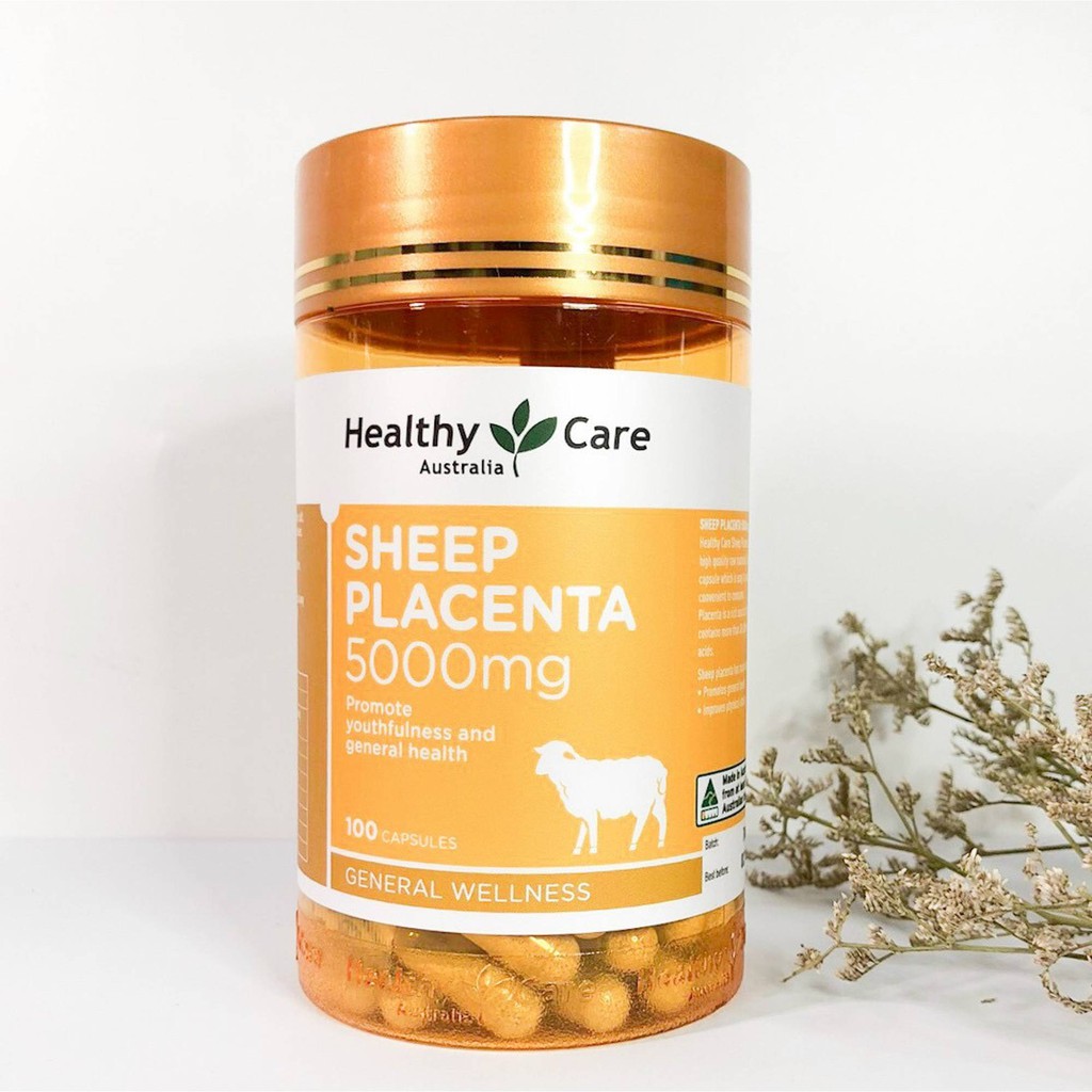 Nhau Thai Cừu giúp da sáng bóng mịn màng cho người trên 18 tuổi Healthy Care Sheep Placenta 5000mg, Úc