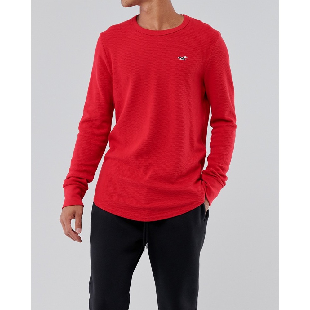 Áo thun nam tay dài Hollister HOL-LS102 Waffle Curved Hem T-Shirt