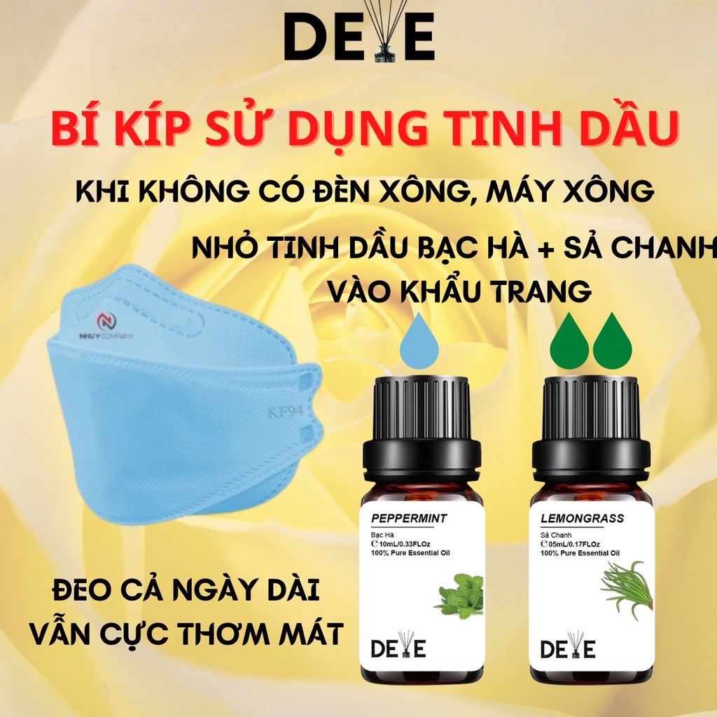 Tinh Dầu Thiên Nhiên DEVE (10ml) Thơm Phòng Giúp Thư Giãn, Đuổi Muỗi, Khử Mùi Organic Nguyên Chất - LAI'S STORE