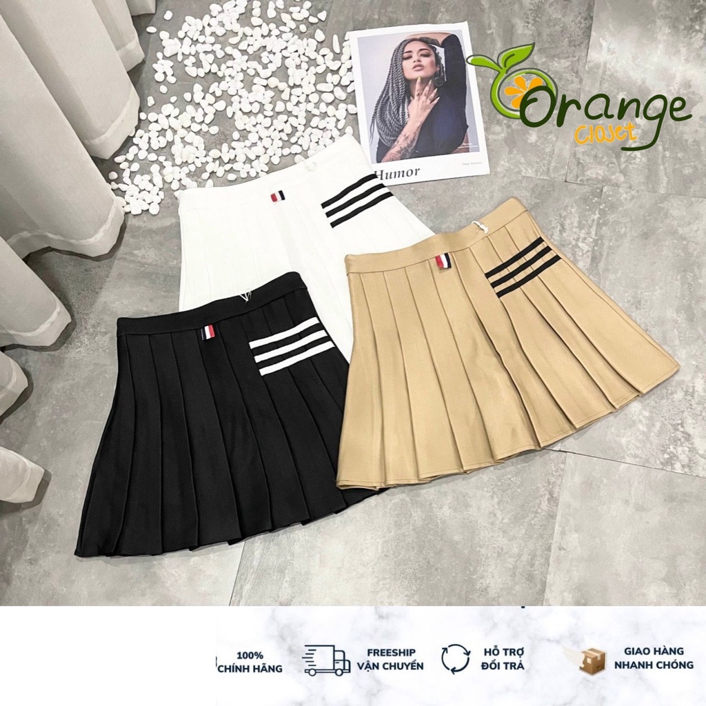 Chân váy Tenis  lưng cao có quần trong 3 sọc Logo điểm nhấn. Có quần trong vải dày đẹp . chân váy bóng chày OR341