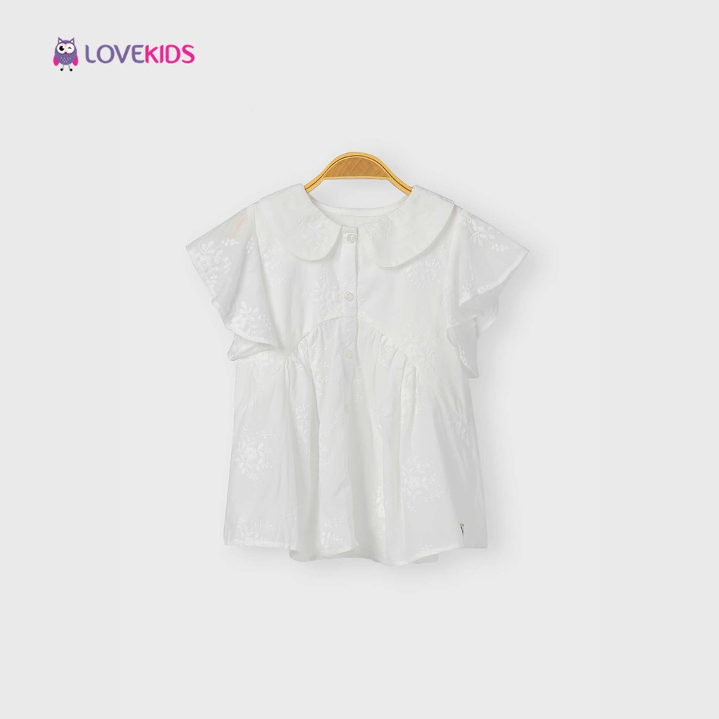 Áo cộc tay thêu hoa bé gái cổ tròn LKG21ST00301 - Lovekids