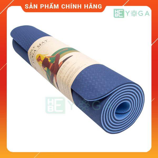 Thảm Tập Yoga TPE Eco 8mm 2 Lớp màu xanh dương tặng túi đựng cao cấp