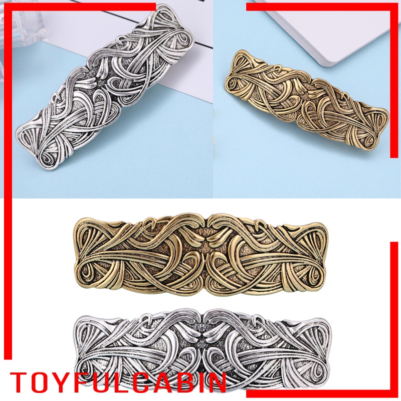 [Toyfulcabin] Kẹp Tóc Celtic Lớn Bằng Kim Loại Thủ Công Màu Bạc Phong Cách Cổ Điển Cho Nữ
