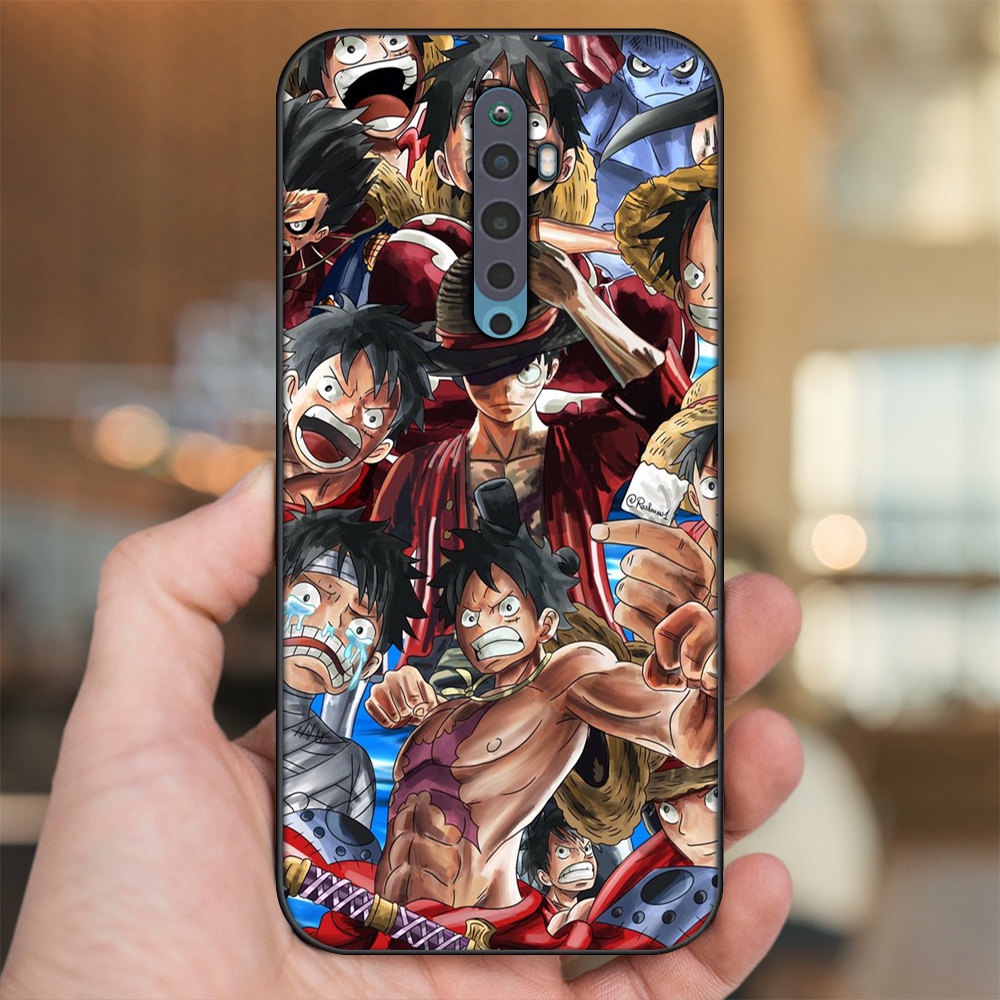 Ốp lưng Oppo Reno 2F viền đen in hình Luffy One Piece
