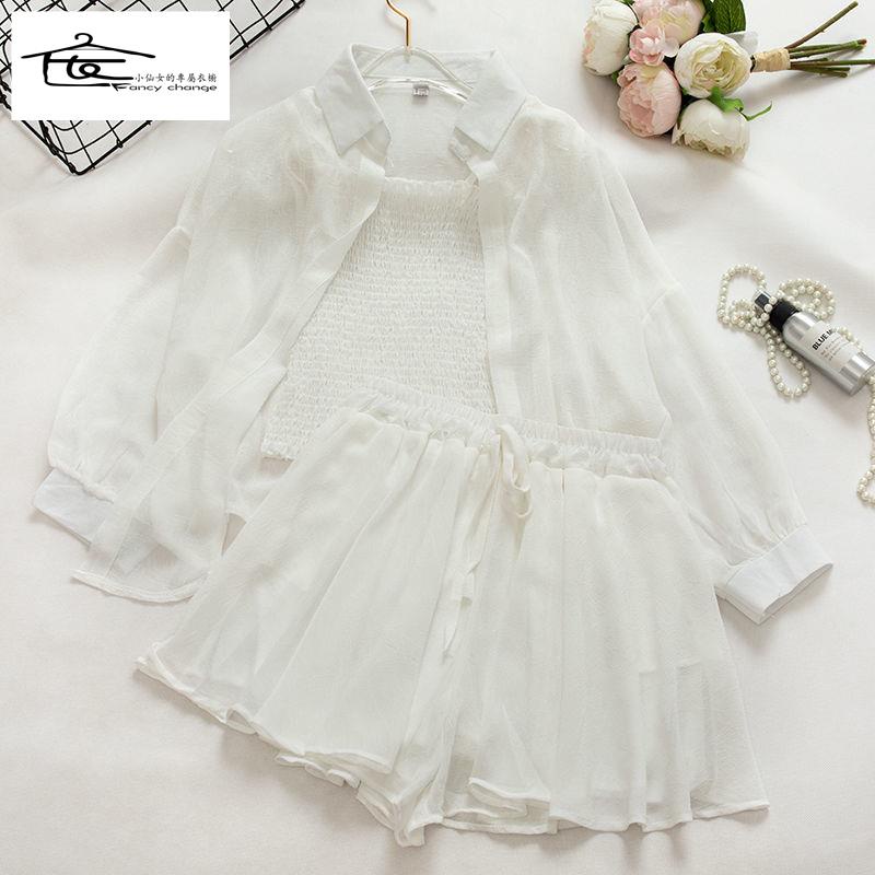 Bộ Áo Voan Kèm Quần Ống Rộng Thời Trang Mùa Hè Dành Cho Nữ~2022