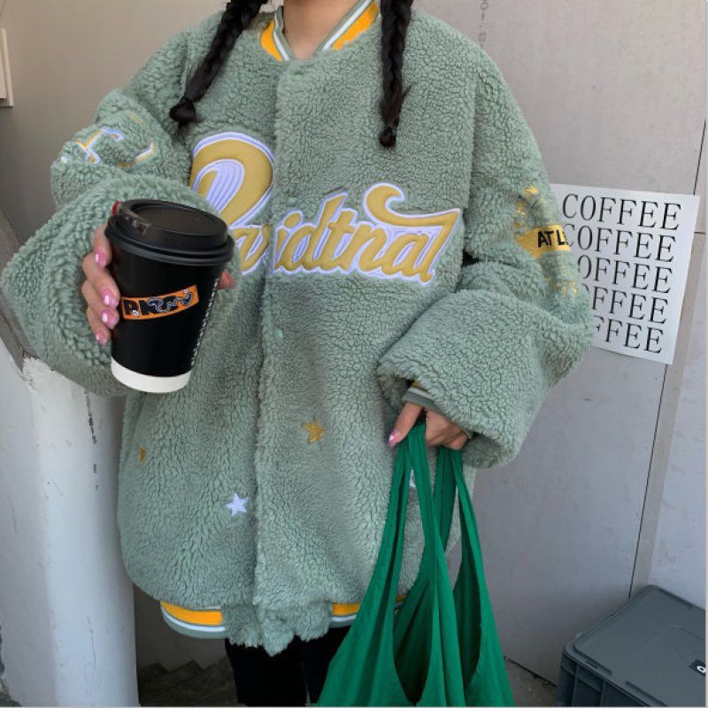 áo khoác bomber lông form rộng