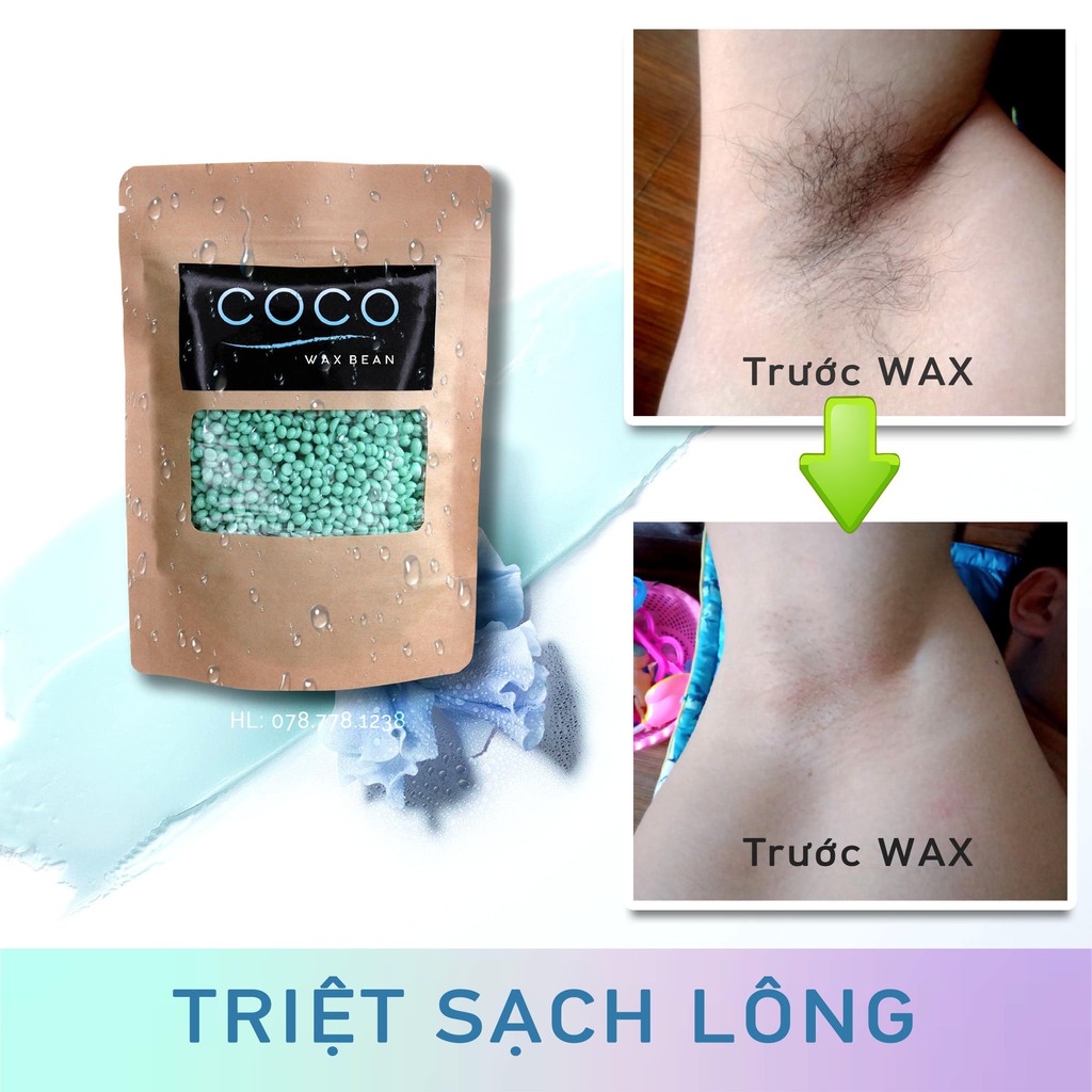 1 sáp wax lông Coco Wax Bean + Dụng cụ nấu wax lông (free que wax)(cb-1)