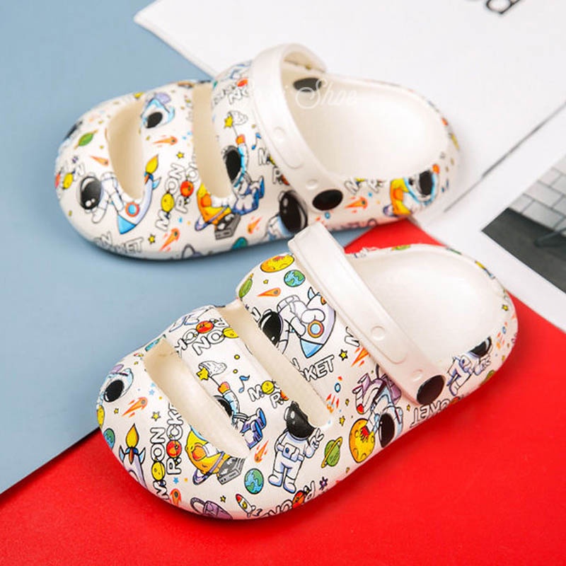 Oeggeo Giày Đế Bằng Đi Biển In Hình Phi Hành Gia Chống Thấm Nước Mùa Hè Cho Bé