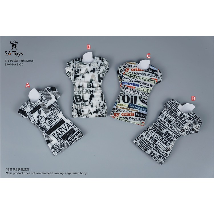 Sa Đầm Ôm Body Tay Dài SA016 Tỉ Lệ 1 / 6 Cho Mô Hình Nhân Vật Nữ 12 "