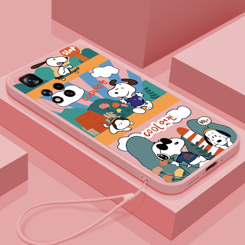 Ốp Điện Thoại Silicon In Hình Snoopy Có Dây Đeo Cho Redmi 10 Redmi 9 Redmi 8 Redmi 7